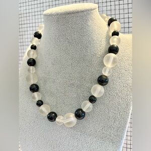 Black + Opaque White Beaded Necklace